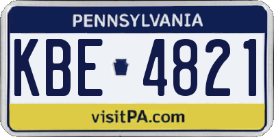PA license plate KBE4821