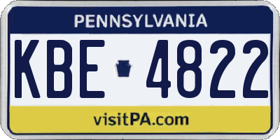 PA license plate KBE4822