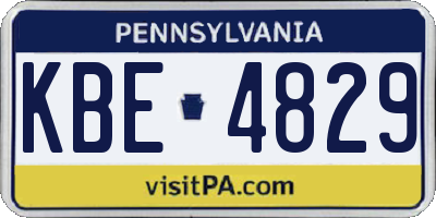PA license plate KBE4829
