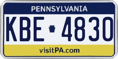 PA license plate KBE4830