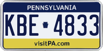 PA license plate KBE4833