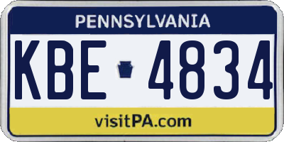 PA license plate KBE4834
