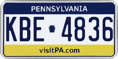PA license plate KBE4836