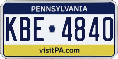 PA license plate KBE4840