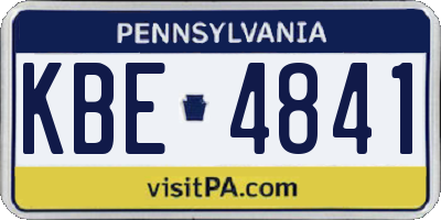 PA license plate KBE4841