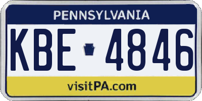 PA license plate KBE4846