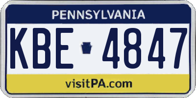 PA license plate KBE4847