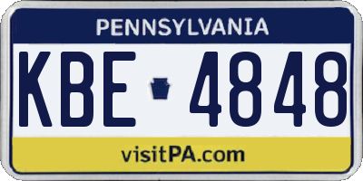 PA license plate KBE4848