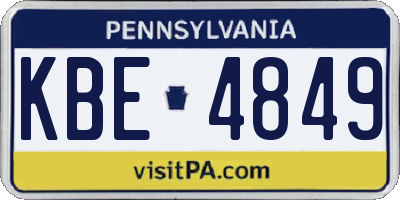 PA license plate KBE4849