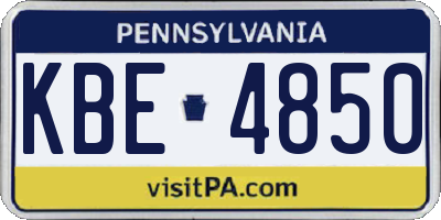 PA license plate KBE4850