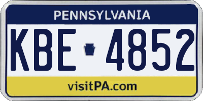 PA license plate KBE4852