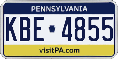 PA license plate KBE4855
