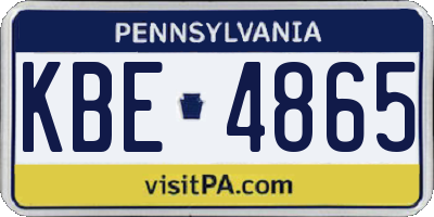 PA license plate KBE4865