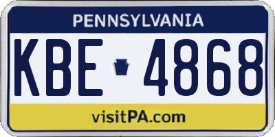 PA license plate KBE4868