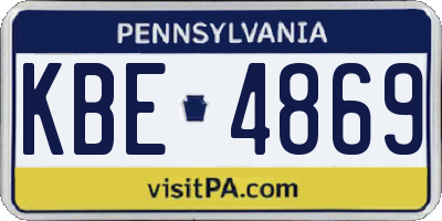 PA license plate KBE4869