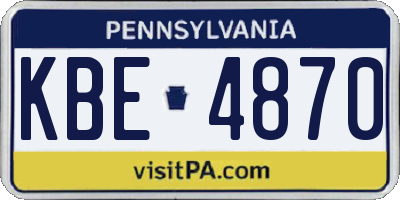 PA license plate KBE4870