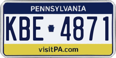 PA license plate KBE4871