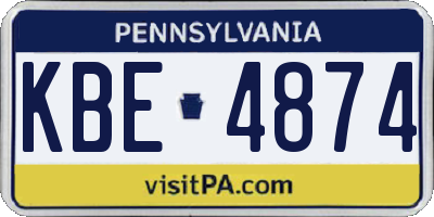 PA license plate KBE4874