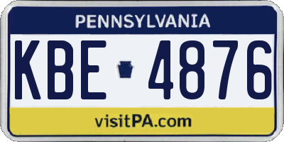 PA license plate KBE4876