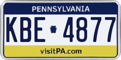 PA license plate KBE4877