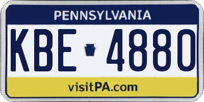 PA license plate KBE4880