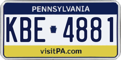 PA license plate KBE4881