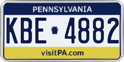PA license plate KBE4882