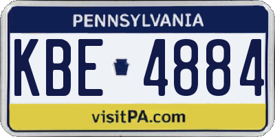 PA license plate KBE4884