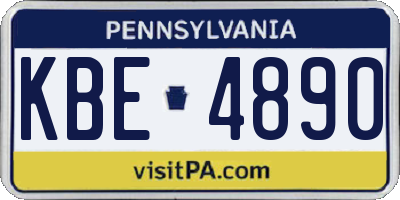 PA license plate KBE4890
