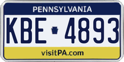 PA license plate KBE4893