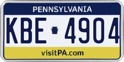 PA license plate KBE4904
