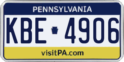 PA license plate KBE4906