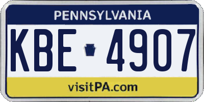 PA license plate KBE4907
