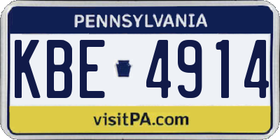 PA license plate KBE4914