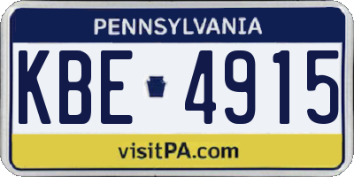 PA license plate KBE4915