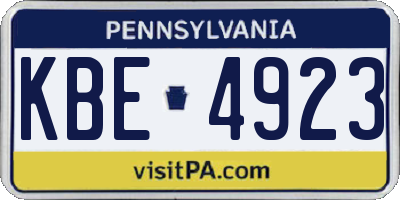 PA license plate KBE4923