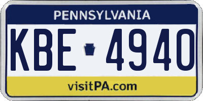PA license plate KBE4940