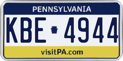 PA license plate KBE4944