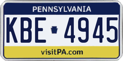 PA license plate KBE4945