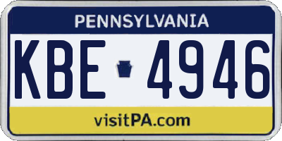 PA license plate KBE4946