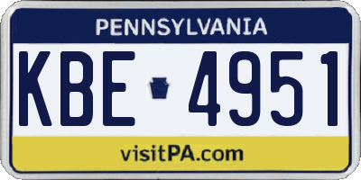 PA license plate KBE4951