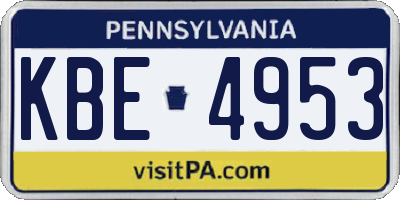 PA license plate KBE4953