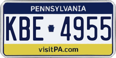 PA license plate KBE4955