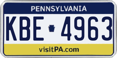 PA license plate KBE4963