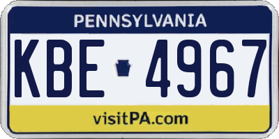 PA license plate KBE4967