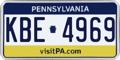 PA license plate KBE4969