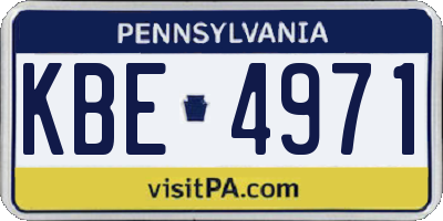 PA license plate KBE4971