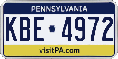 PA license plate KBE4972