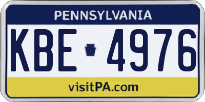 PA license plate KBE4976
