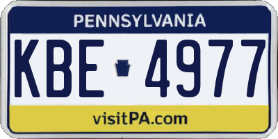 PA license plate KBE4977